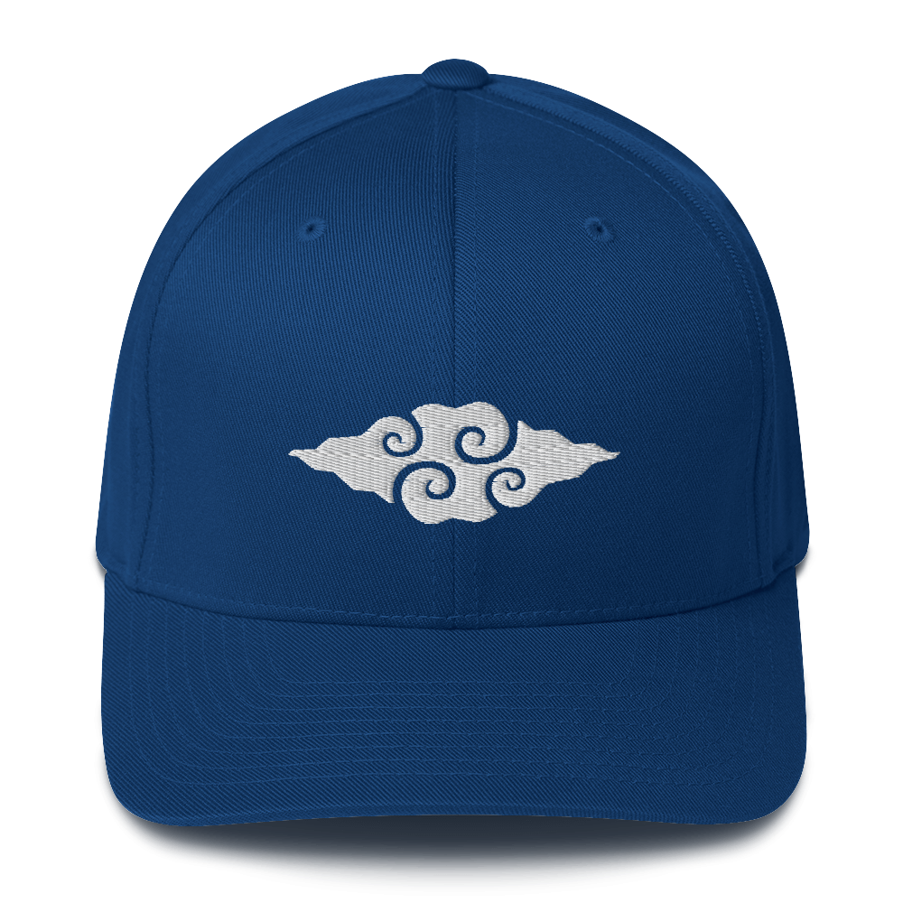 Royal blue baseball cap featuring the Little Cloud Kites swirl logo embroidered in white on the front
